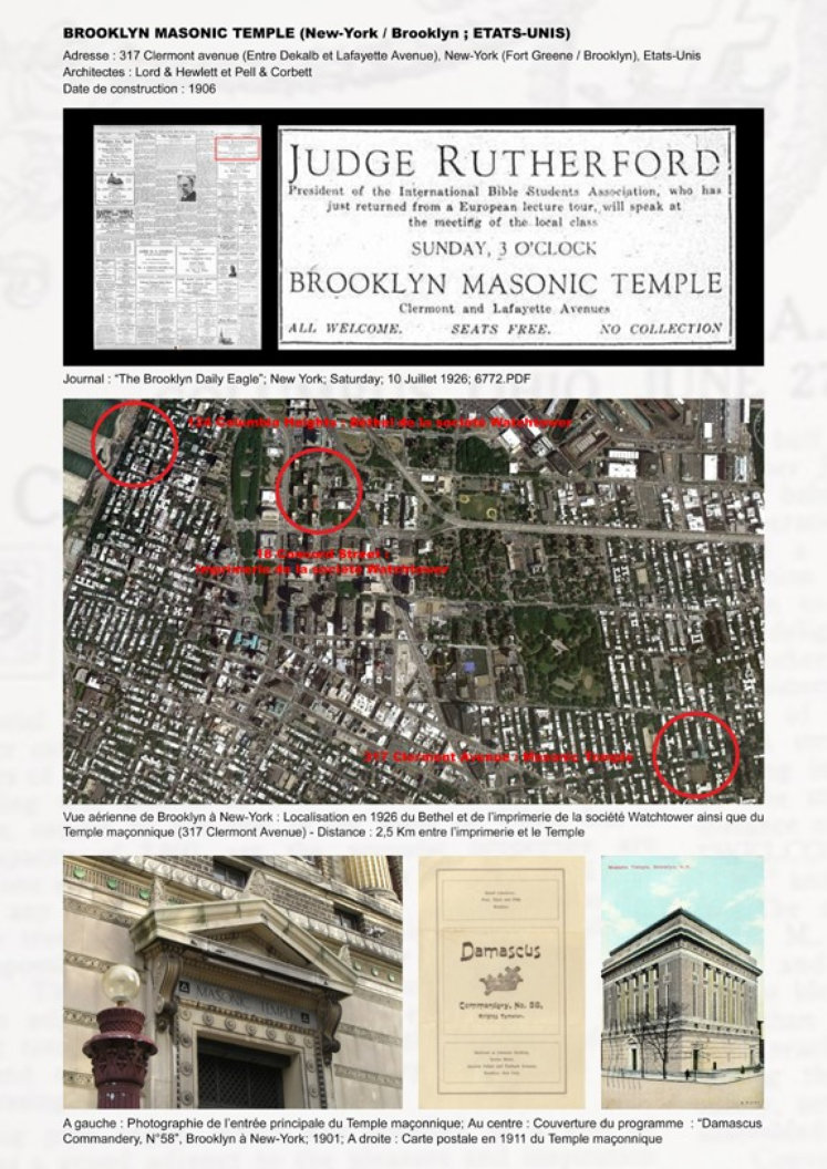 Judge Rutherford gave a talk at the Blooklyn Masonic Temple