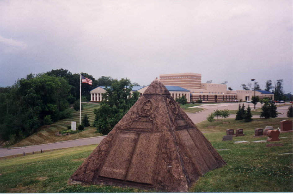 Pyramid in cemetery where Charles Taze Russell is buried