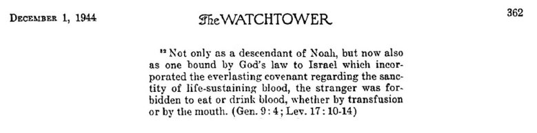 Interdiction du sang, Watchtower 1 d�cembre 1944
